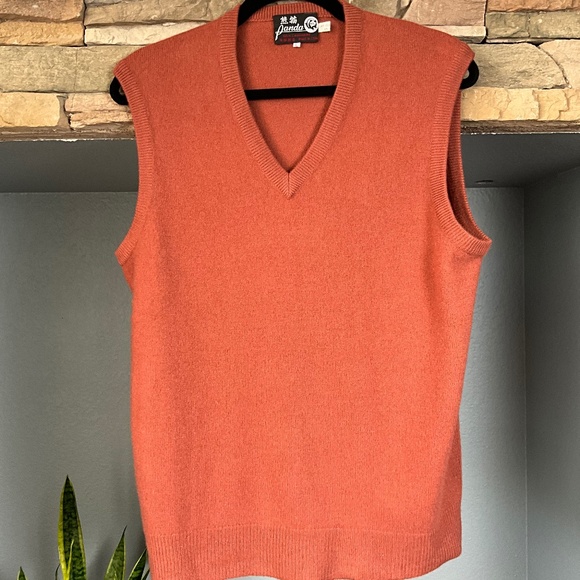 Other - 100% Cashmere Soft Cozy Sweater Vest Indie Academia Preppy Rust Brown Men’s L